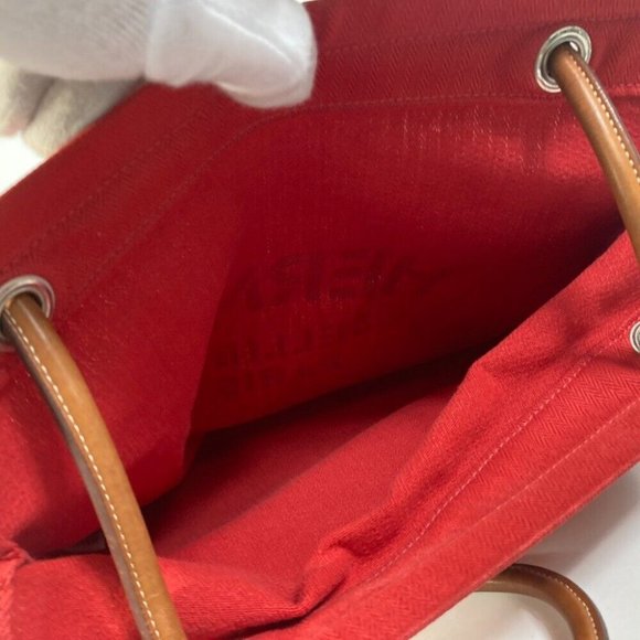 HERMES Sac Aline MM bag Shoulder Bag cotton Red - Picture 10 of 10